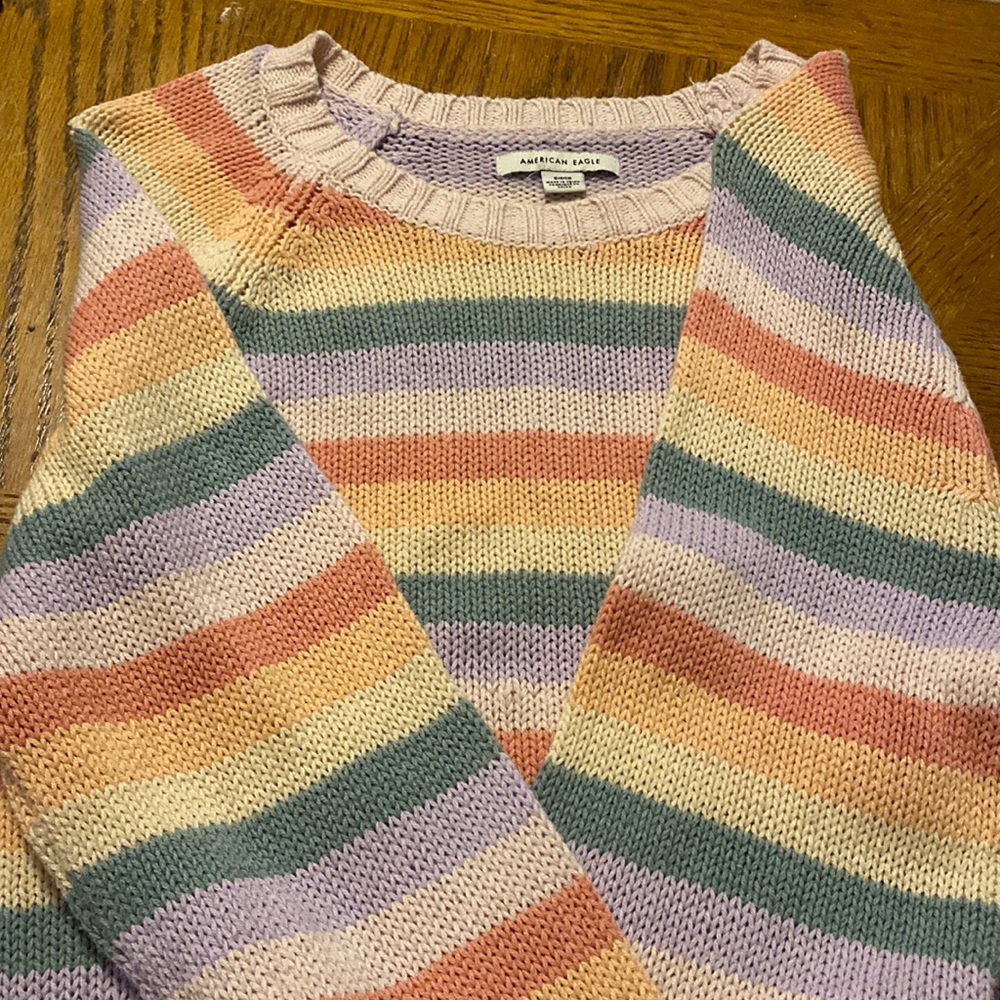 American Eagle sweater, pastel rainbow, long sleeve, never worn